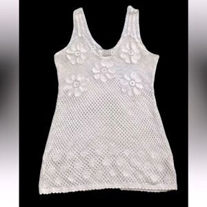 Free People Intimately Seamless Slip Dress Cover-up Cream Floral Crochet NWOT